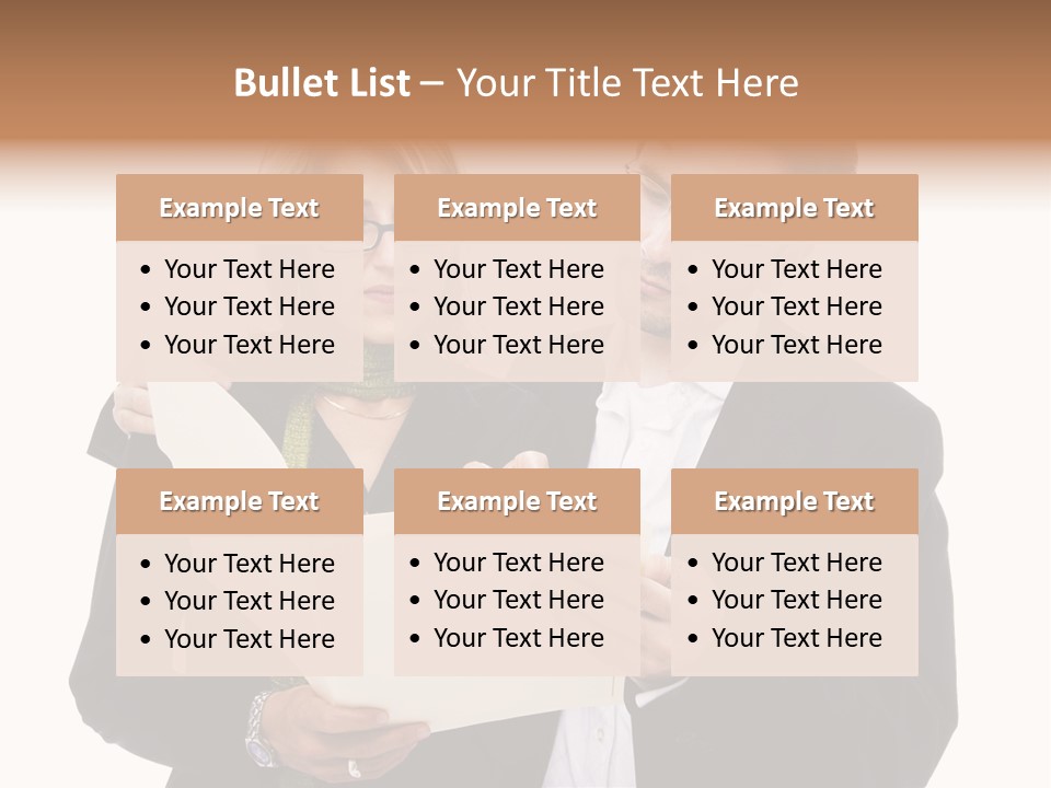 A Man And Woman Looking At A Piece Of Paper PowerPoint Template