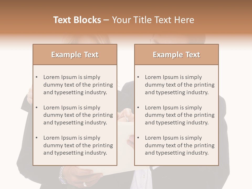 A Man And Woman Looking At A Piece Of Paper PowerPoint Template
