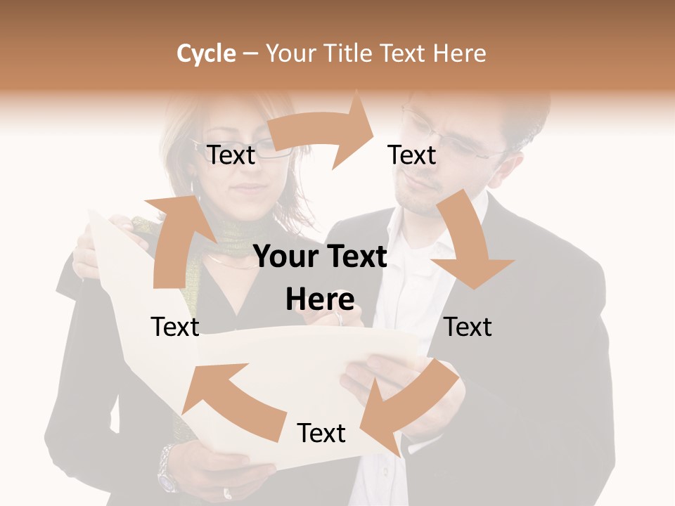 A Man And Woman Looking At A Piece Of Paper PowerPoint Template