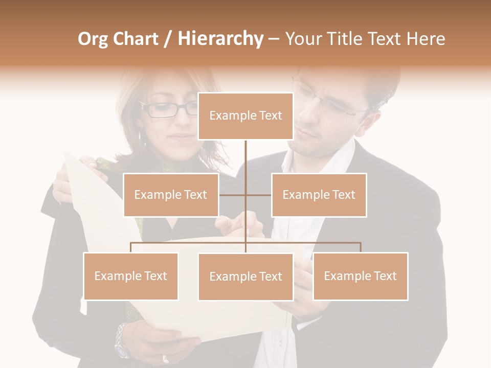 A Man And Woman Looking At A Piece Of Paper PowerPoint Template