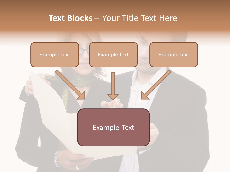 A Man And Woman Looking At A Piece Of Paper PowerPoint Template