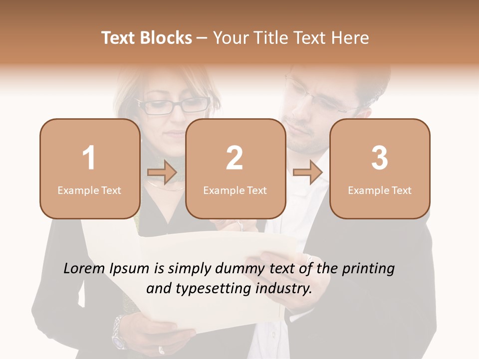 A Man And Woman Looking At A Piece Of Paper PowerPoint Template