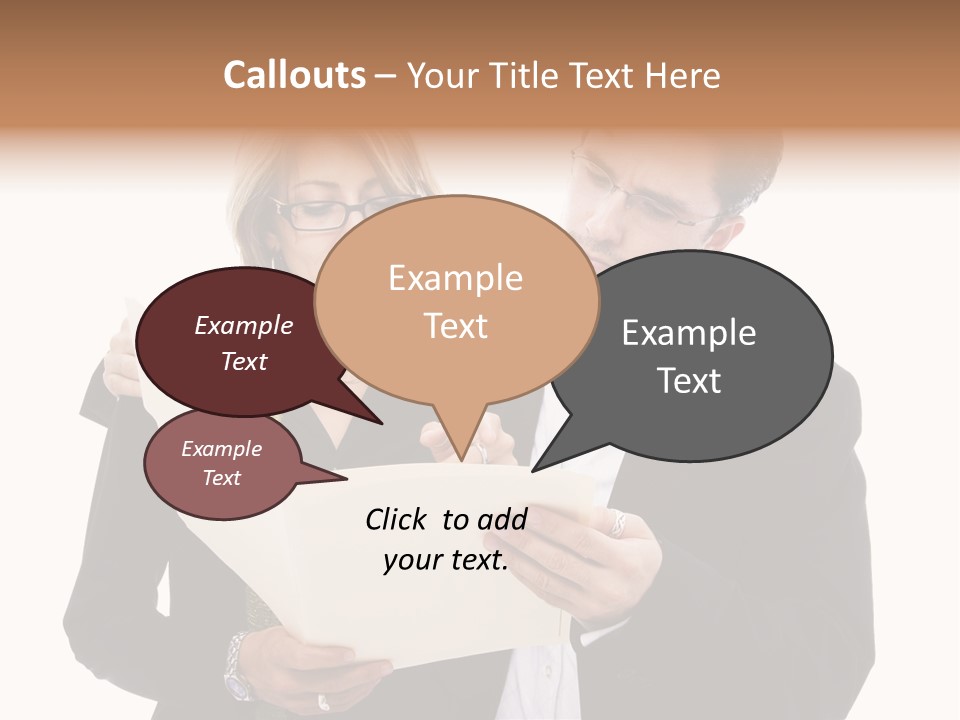 A Man And Woman Looking At A Piece Of Paper PowerPoint Template