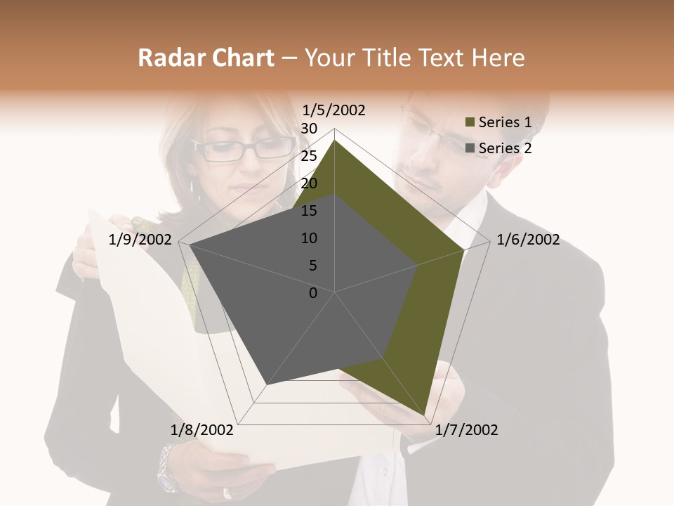A Man And Woman Looking At A Piece Of Paper PowerPoint Template