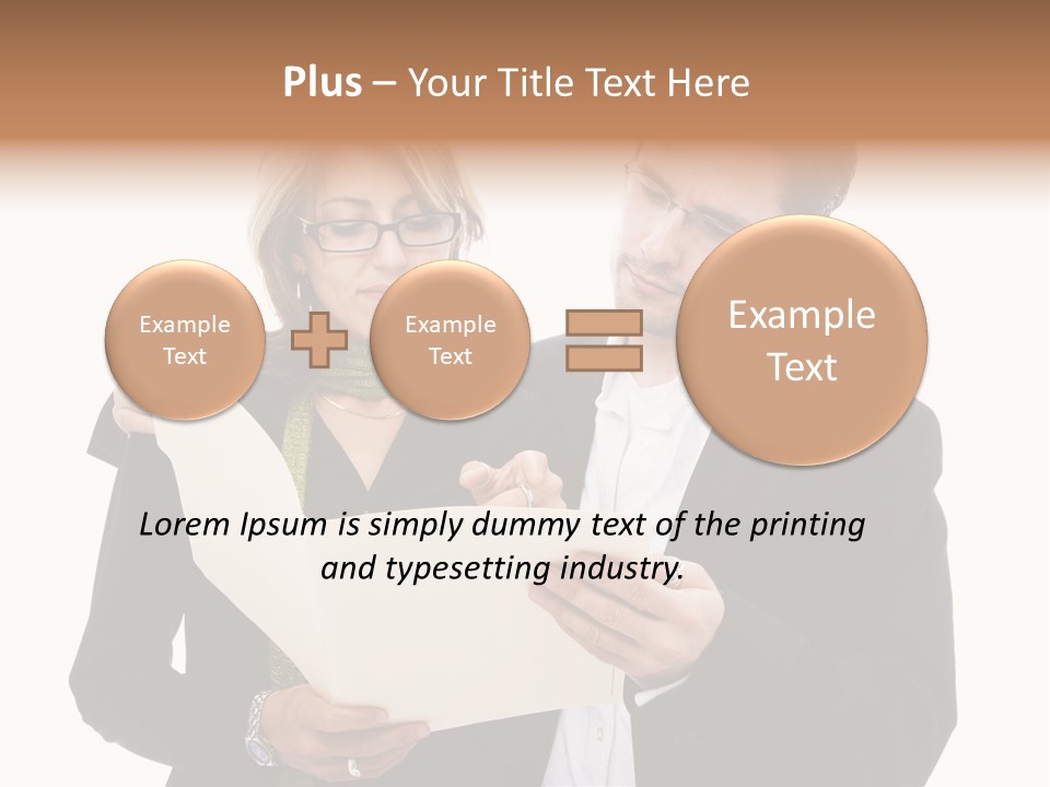 A Man And Woman Looking At A Piece Of Paper PowerPoint Template