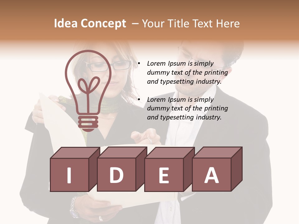 A Man And Woman Looking At A Piece Of Paper PowerPoint Template