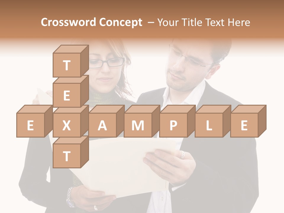 A Man And Woman Looking At A Piece Of Paper PowerPoint Template