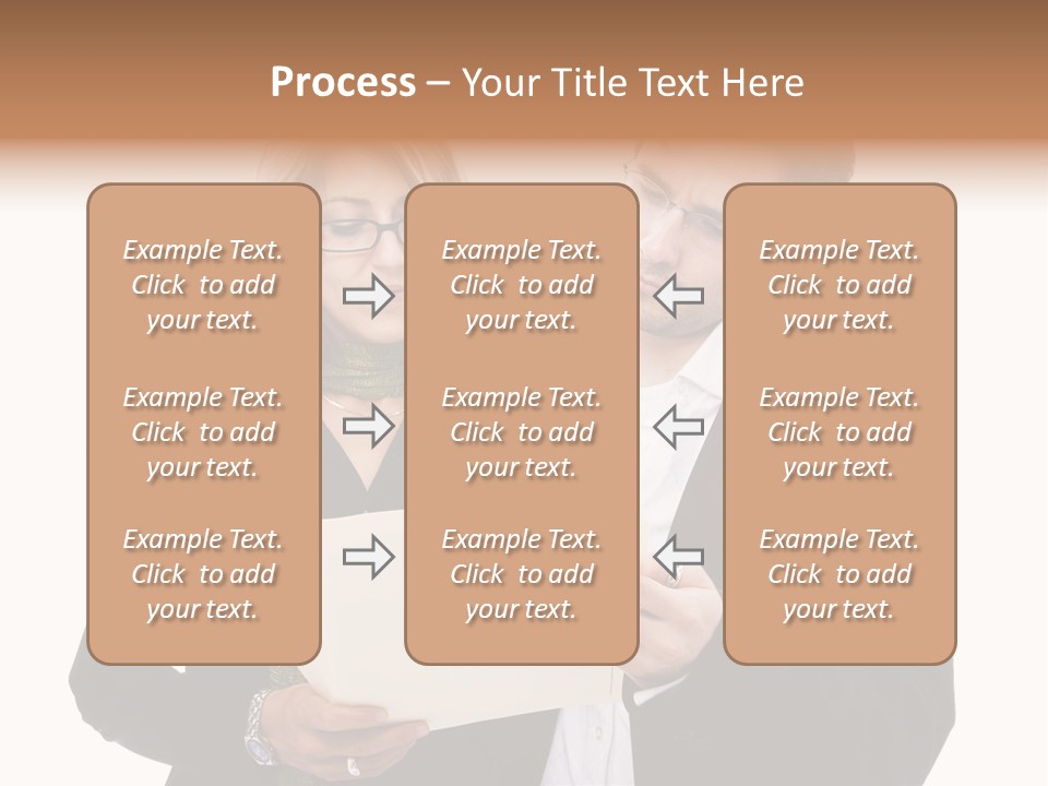 A Man And Woman Looking At A Piece Of Paper PowerPoint Template