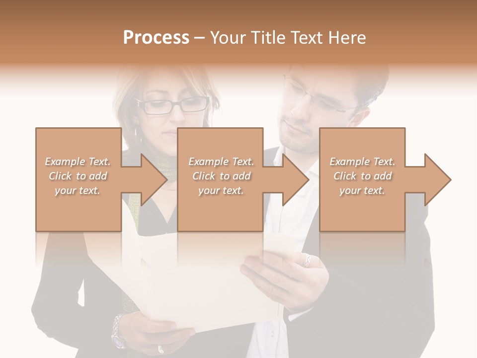 A Man And Woman Looking At A Piece Of Paper PowerPoint Template