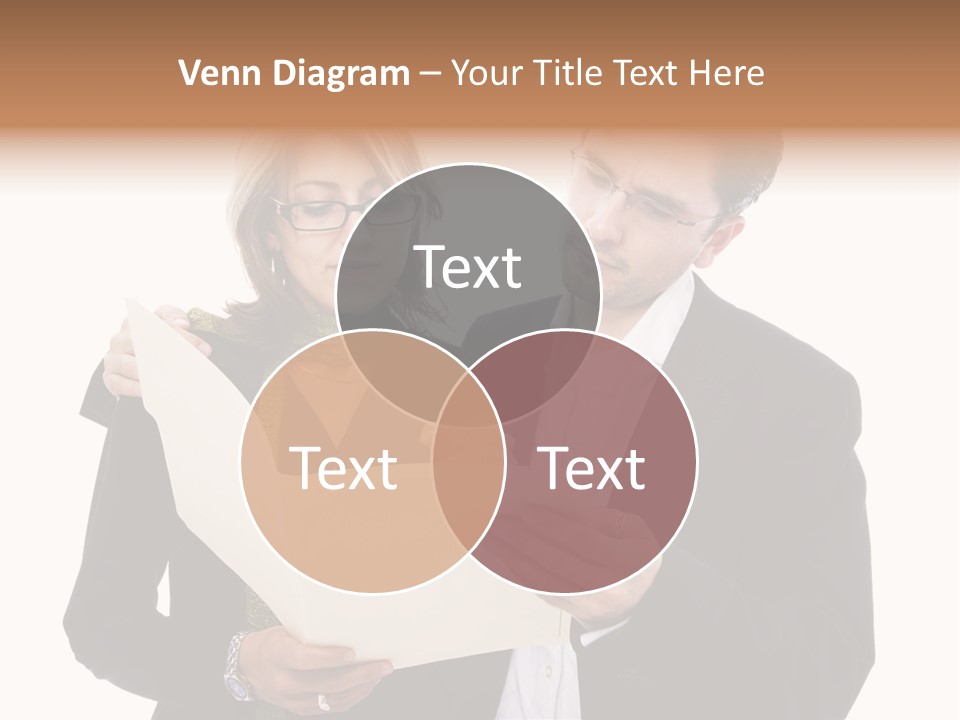 A Man And Woman Looking At A Piece Of Paper PowerPoint Template