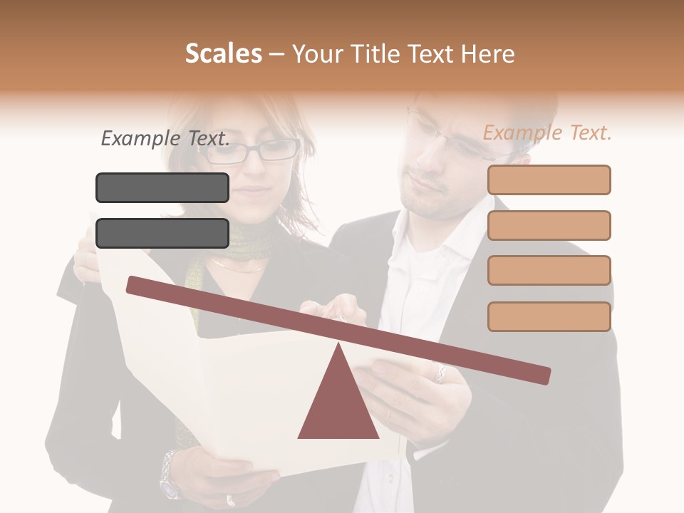 A Man And Woman Looking At A Piece Of Paper PowerPoint Template