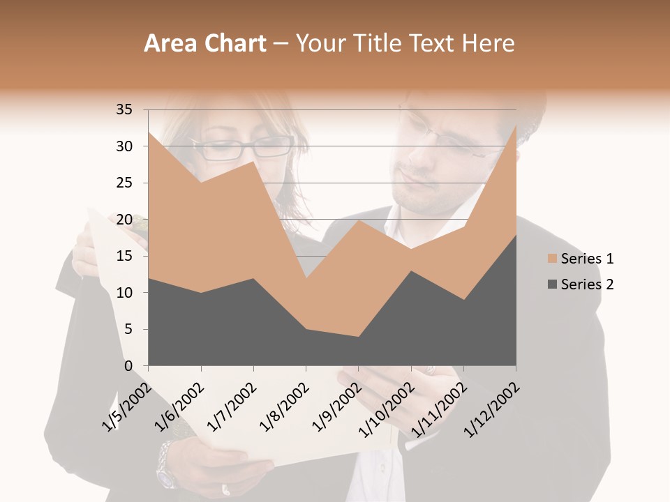 A Man And Woman Looking At A Piece Of Paper PowerPoint Template