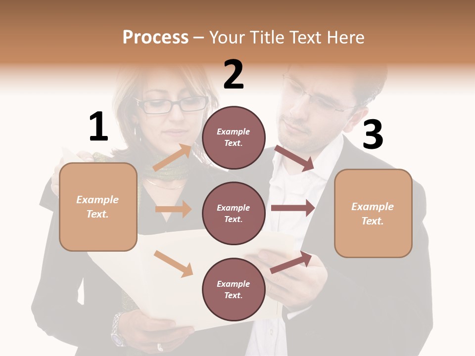 A Man And Woman Looking At A Piece Of Paper PowerPoint Template