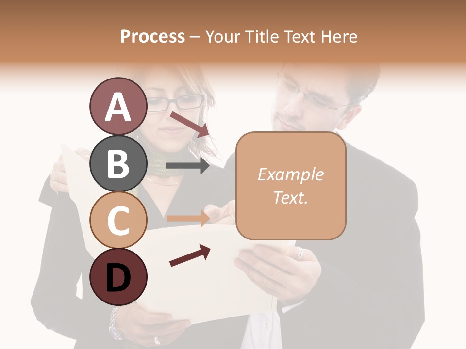 A Man And Woman Looking At A Piece Of Paper PowerPoint Template
