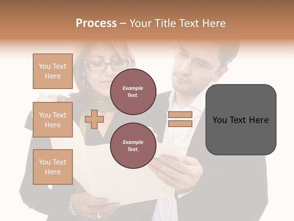 A Man And Woman Looking At A Piece Of Paper PowerPoint Template