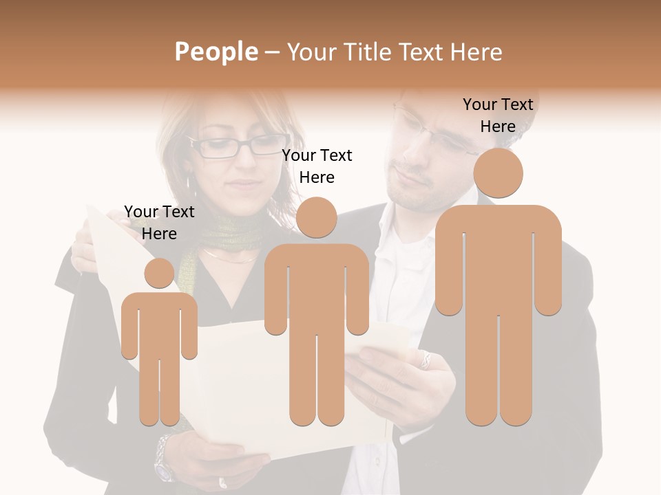 A Man And Woman Looking At A Piece Of Paper PowerPoint Template