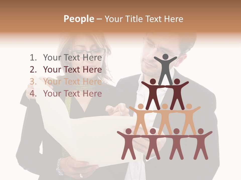 A Man And Woman Looking At A Piece Of Paper PowerPoint Template