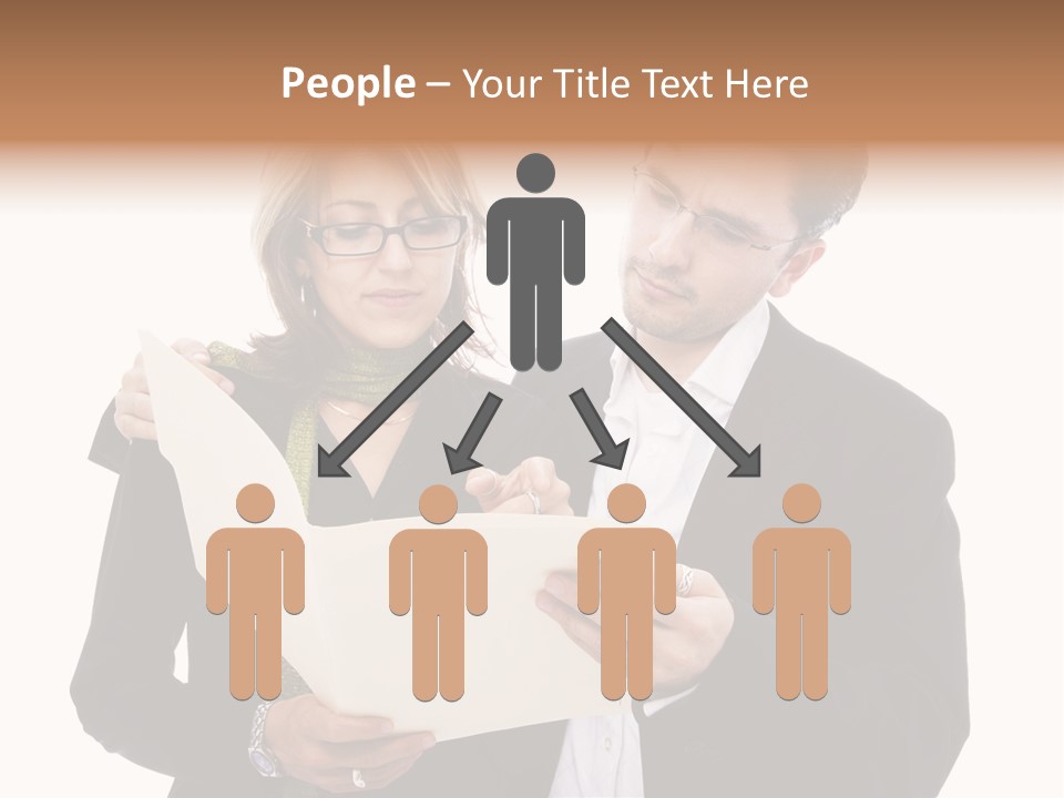 A Man And Woman Looking At A Piece Of Paper PowerPoint Template