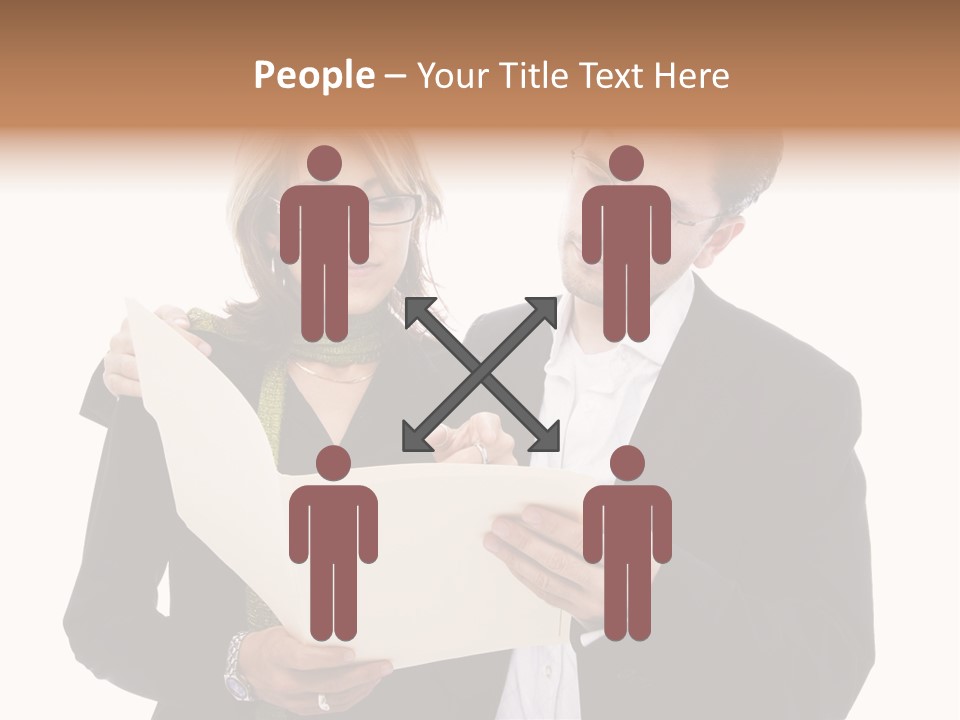 A Man And Woman Looking At A Piece Of Paper PowerPoint Template