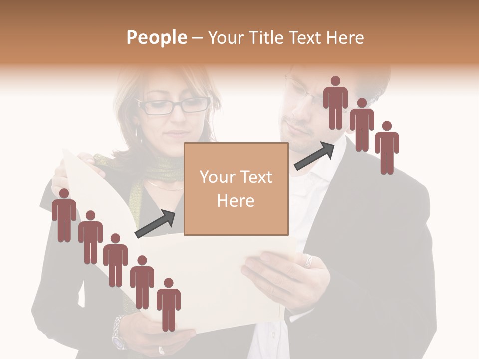 A Man And Woman Looking At A Piece Of Paper PowerPoint Template