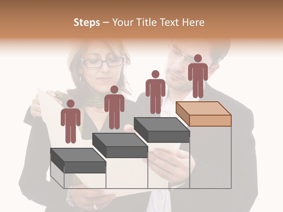A Man And Woman Looking At A Piece Of Paper PowerPoint Template