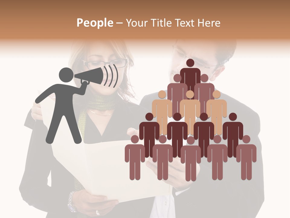 A Man And Woman Looking At A Piece Of Paper PowerPoint Template