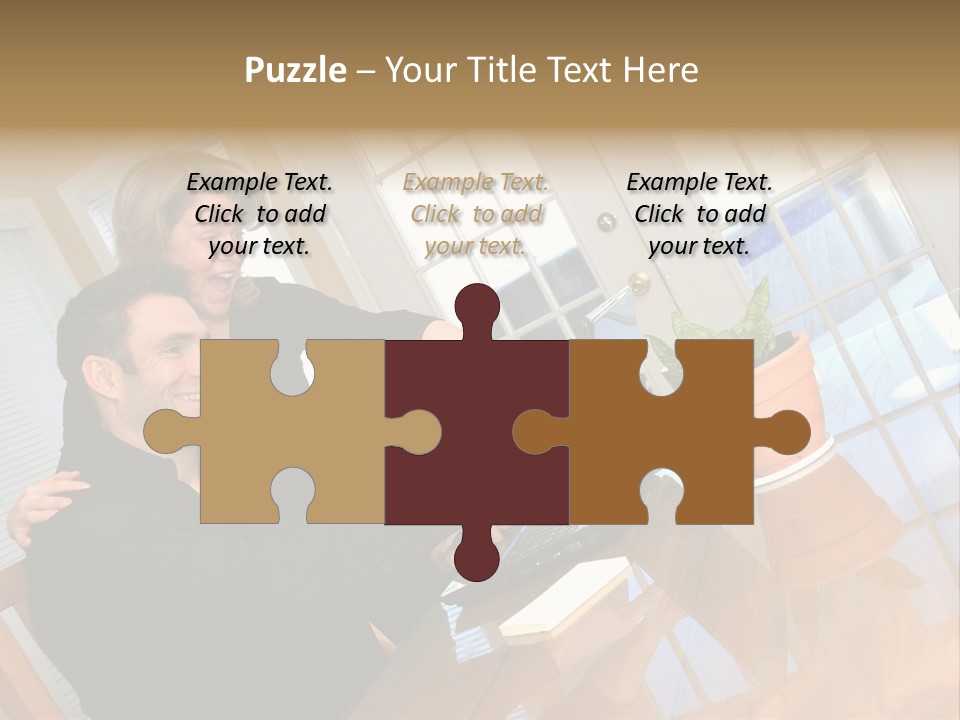 A Man And Woman Sitting At A Table With A Laptop PowerPoint Template