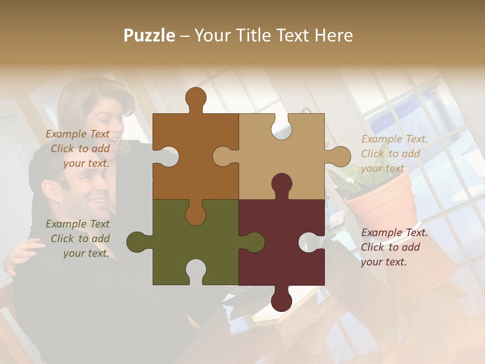 A Man And Woman Sitting At A Table With A Laptop PowerPoint Template