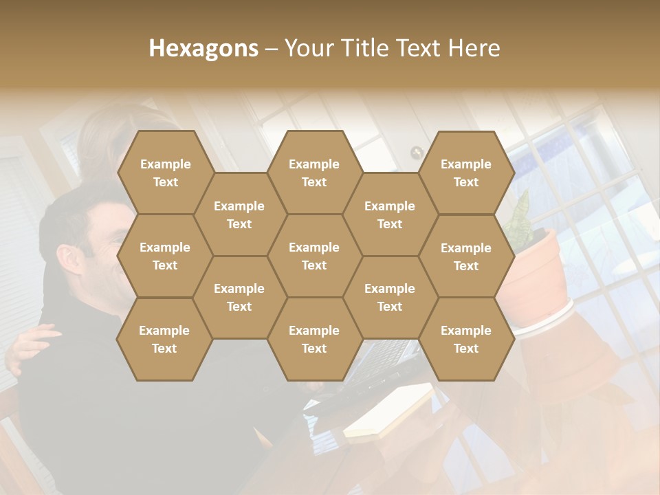 A Man And Woman Sitting At A Table With A Laptop PowerPoint Template