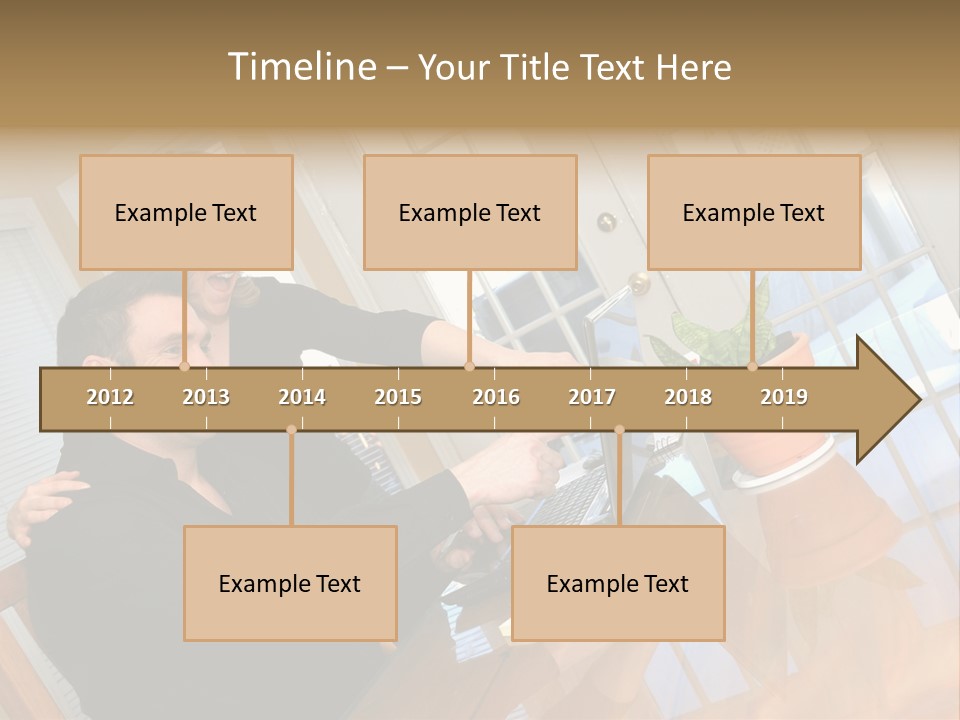 A Man And Woman Sitting At A Table With A Laptop PowerPoint Template