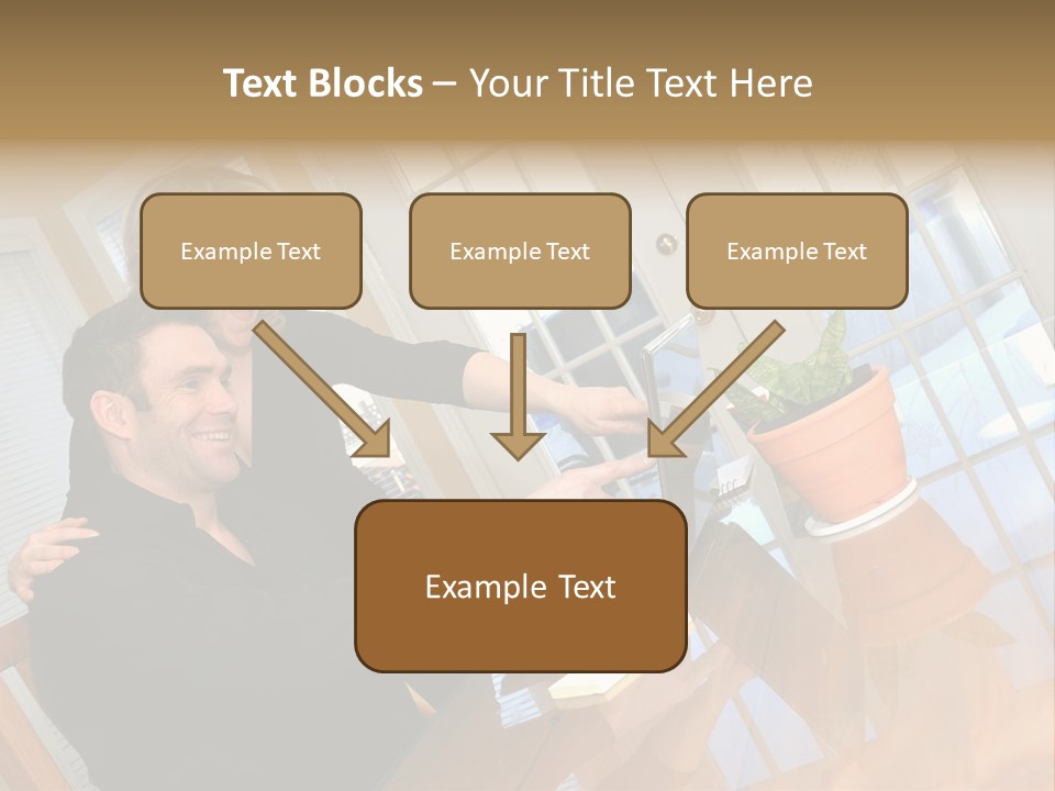 A Man And Woman Sitting At A Table With A Laptop PowerPoint Template