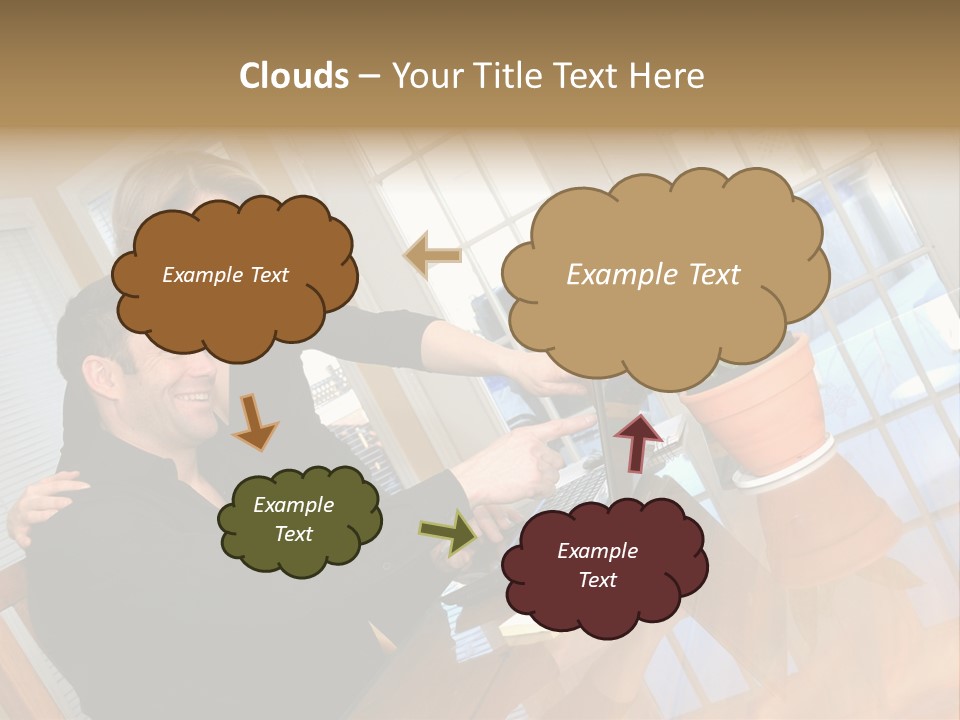 A Man And Woman Sitting At A Table With A Laptop PowerPoint Template