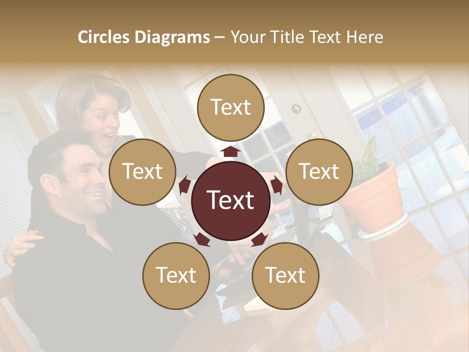 A Man And Woman Sitting At A Table With A Laptop PowerPoint Template