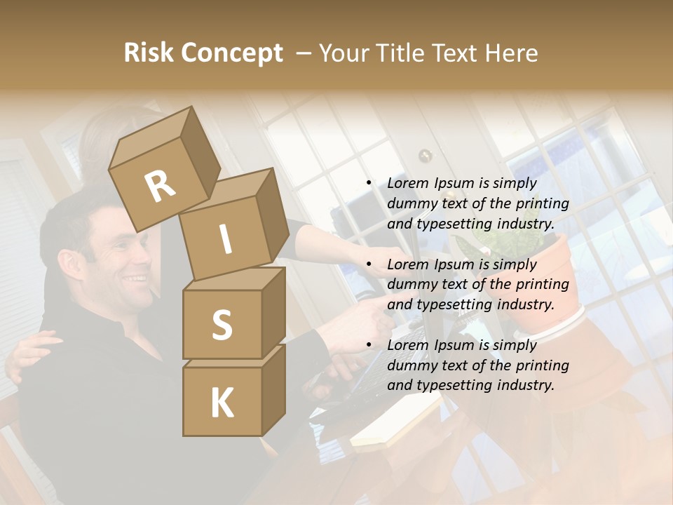 A Man And Woman Sitting At A Table With A Laptop PowerPoint Template