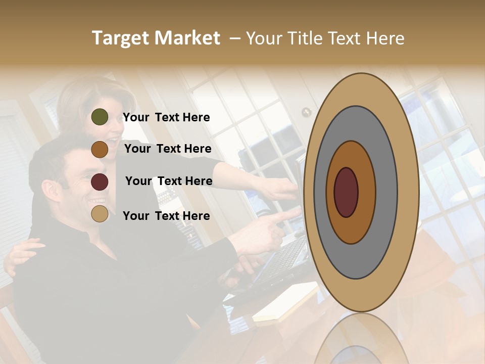 A Man And Woman Sitting At A Table With A Laptop PowerPoint Template