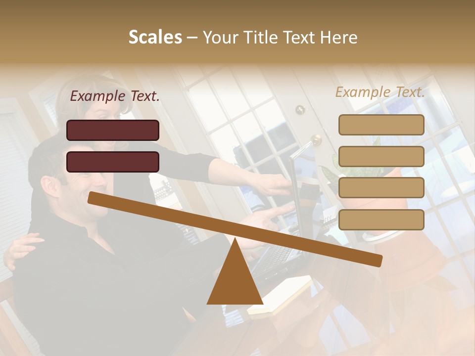 A Man And Woman Sitting At A Table With A Laptop PowerPoint Template
