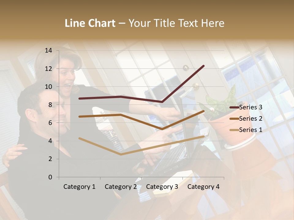 A Man And Woman Sitting At A Table With A Laptop PowerPoint Template