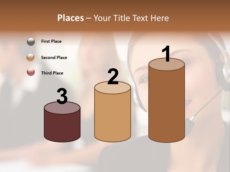 A Woman With A Headset Is Smiling For The Camera PowerPoint Template