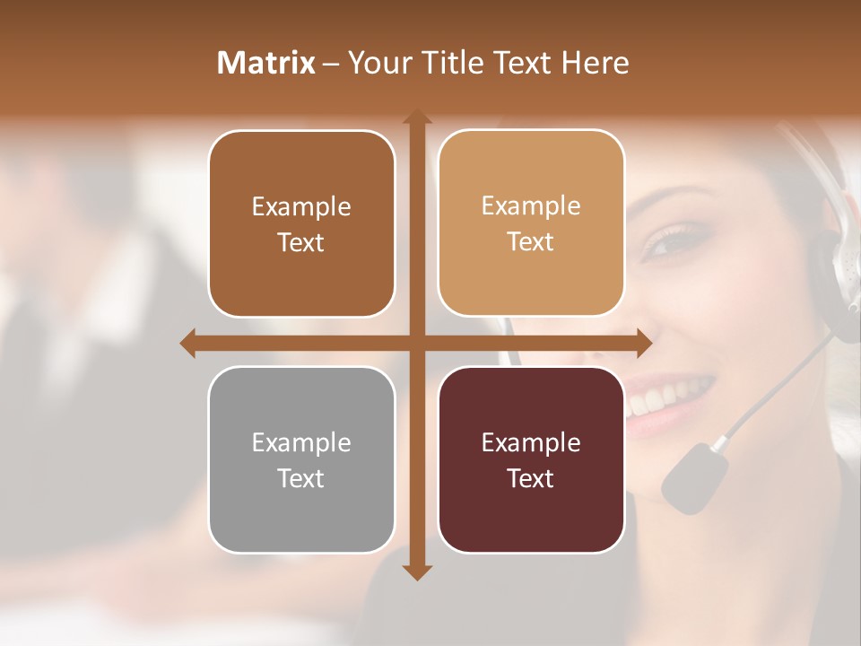 A Woman With A Headset Is Smiling For The Camera PowerPoint Template