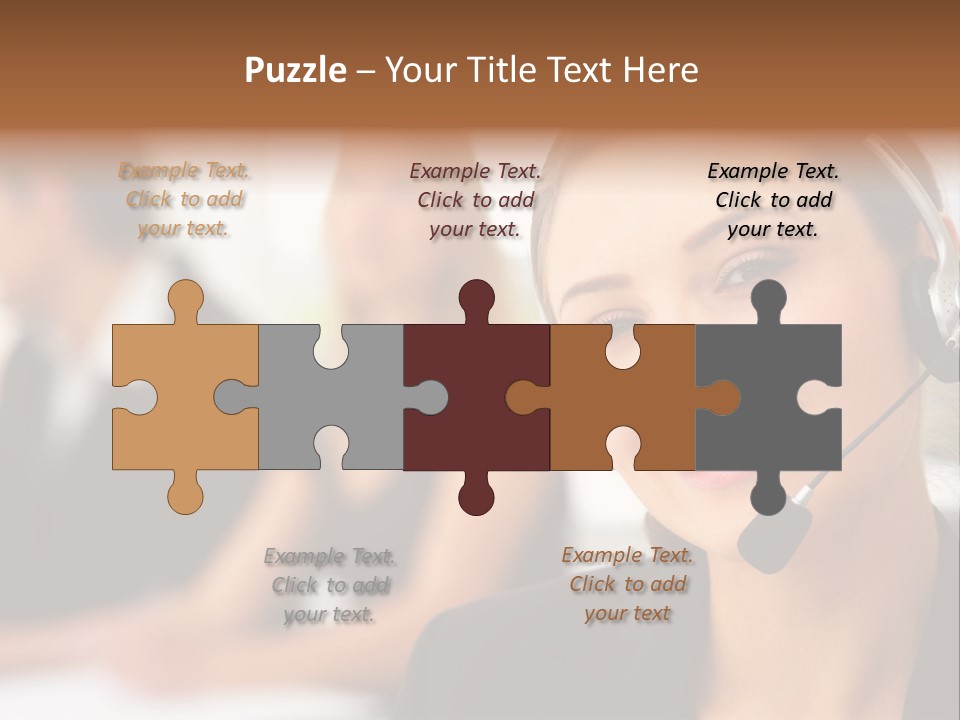 A Woman With A Headset Is Smiling For The Camera PowerPoint Template