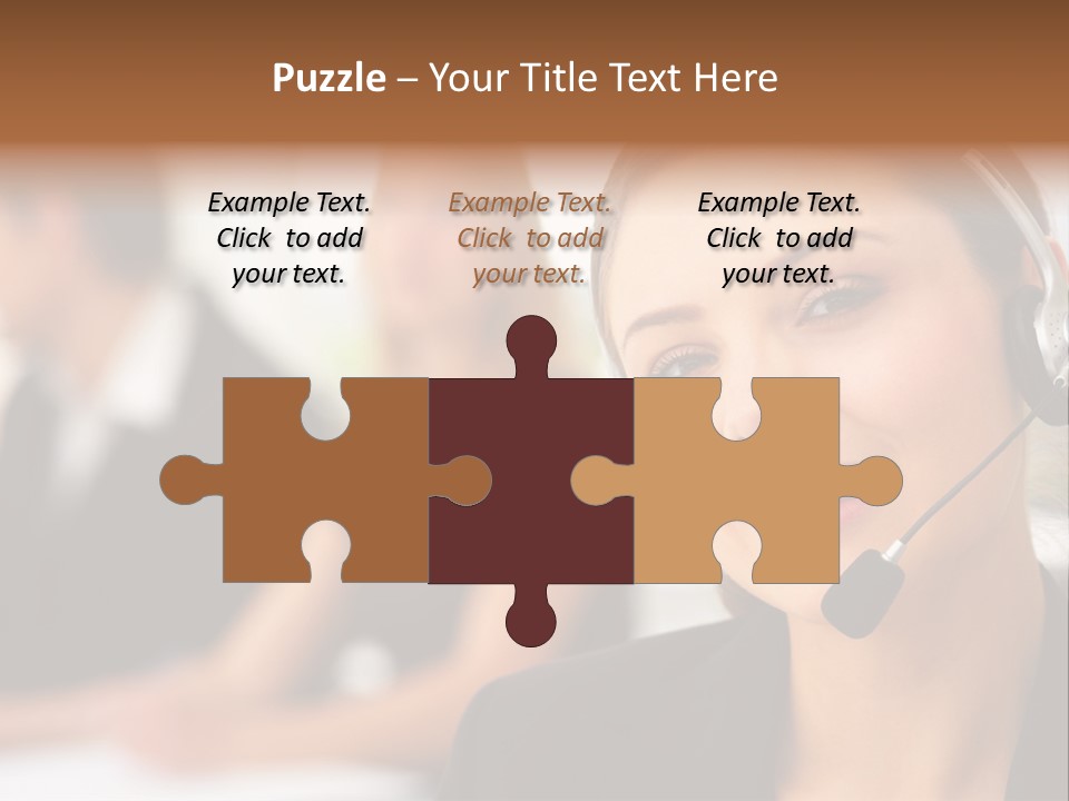 A Woman With A Headset Is Smiling For The Camera PowerPoint Template