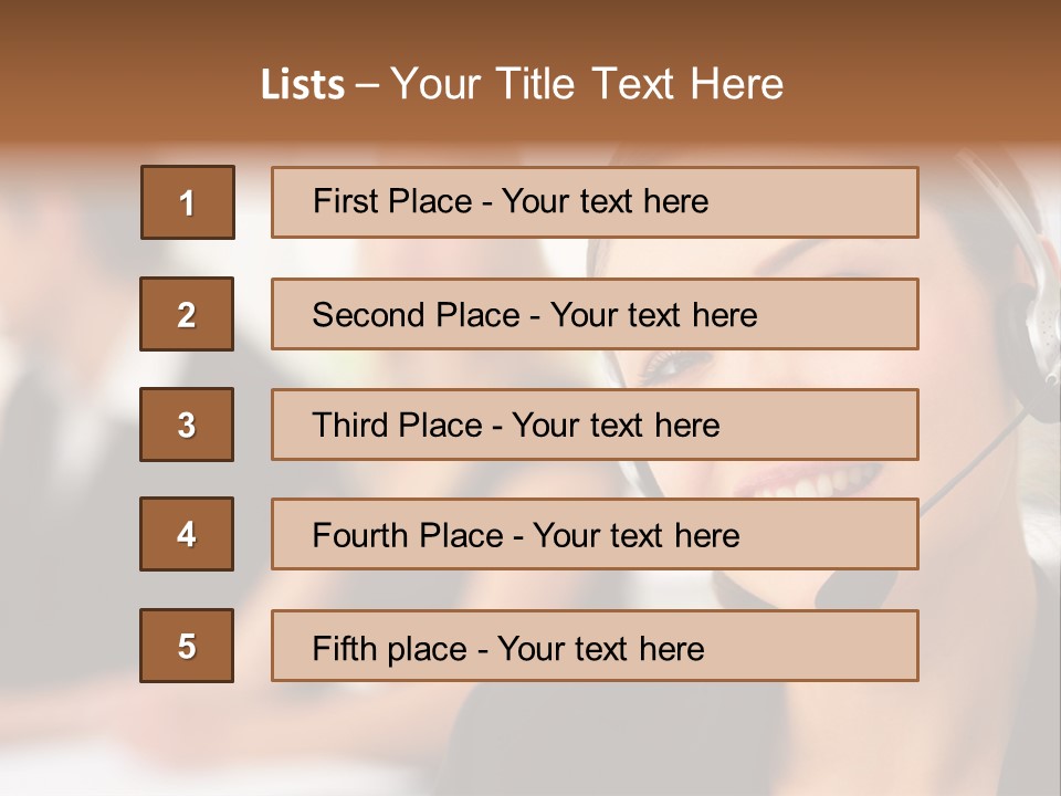 A Woman With A Headset Is Smiling For The Camera PowerPoint Template