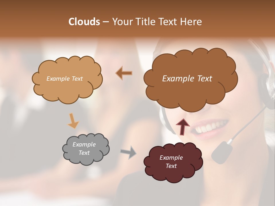 A Woman With A Headset Is Smiling For The Camera PowerPoint Template