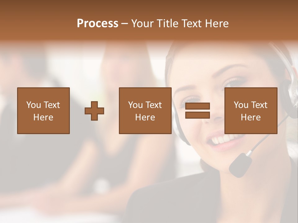 A Woman With A Headset Is Smiling For The Camera PowerPoint Template