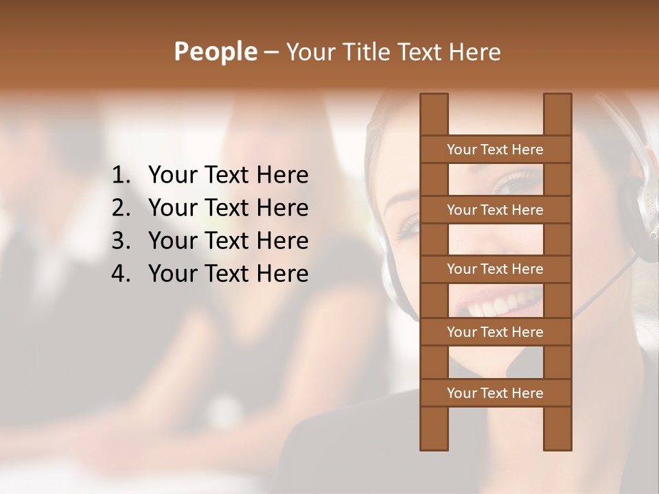 A Woman With A Headset Is Smiling For The Camera PowerPoint Template