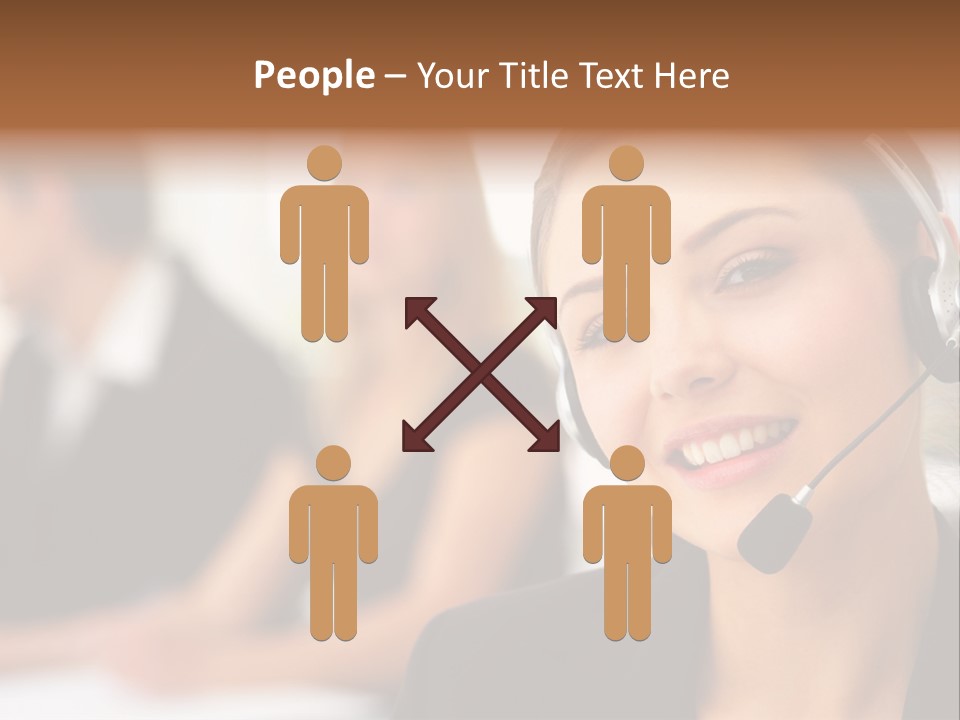 A Woman With A Headset Is Smiling For The Camera PowerPoint Template