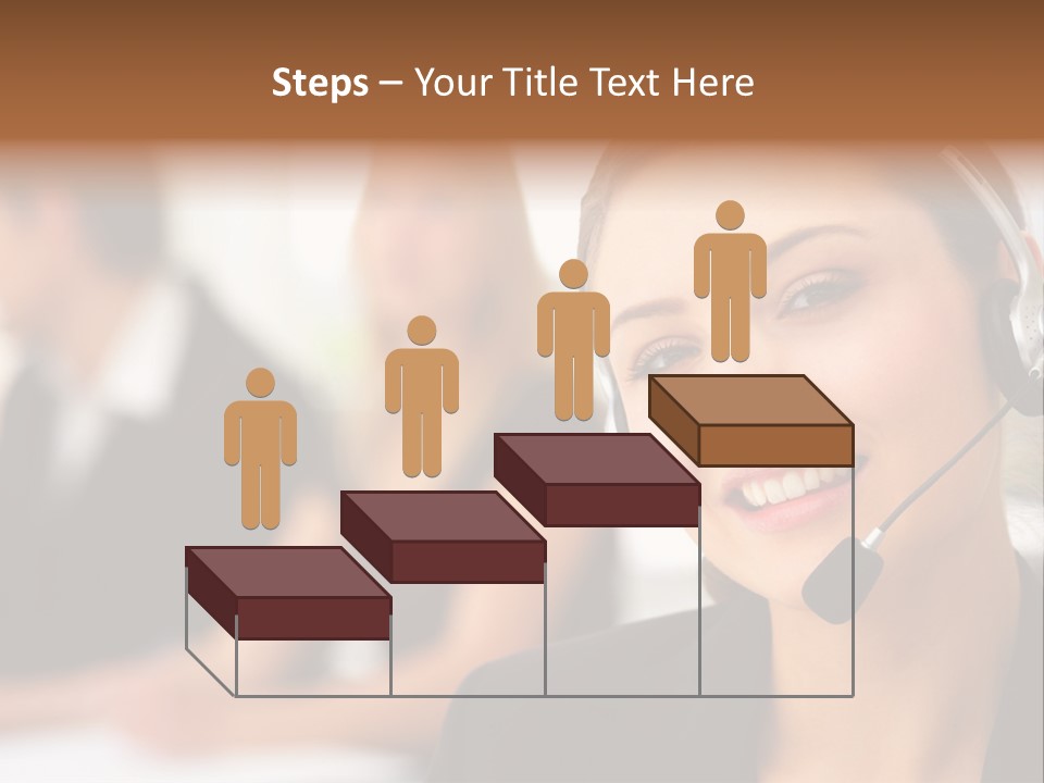 A Woman With A Headset Is Smiling For The Camera PowerPoint Template