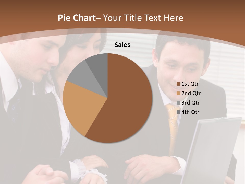 A Group Of People Sitting At A Table With A Laptop PowerPoint Template