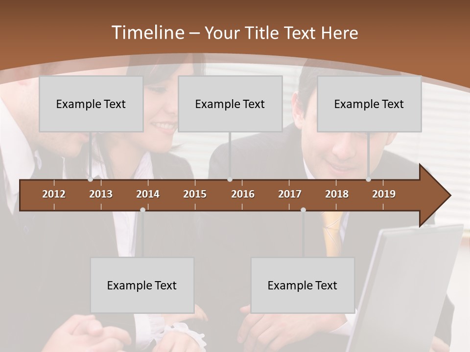 A Group Of People Sitting At A Table With A Laptop PowerPoint Template