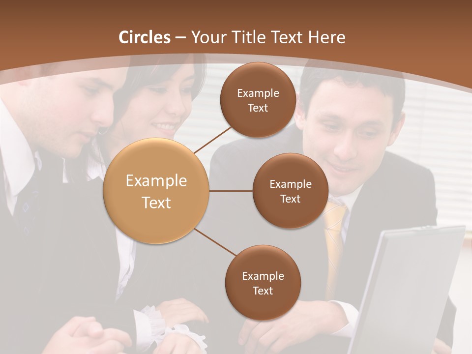 A Group Of People Sitting At A Table With A Laptop PowerPoint Template